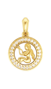 Virgo Charm Pendant in Gold with 27 Diamonds